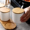 OnePine Set of 2 Sugar Bowl, Ceramic Spice Jar Condiment
