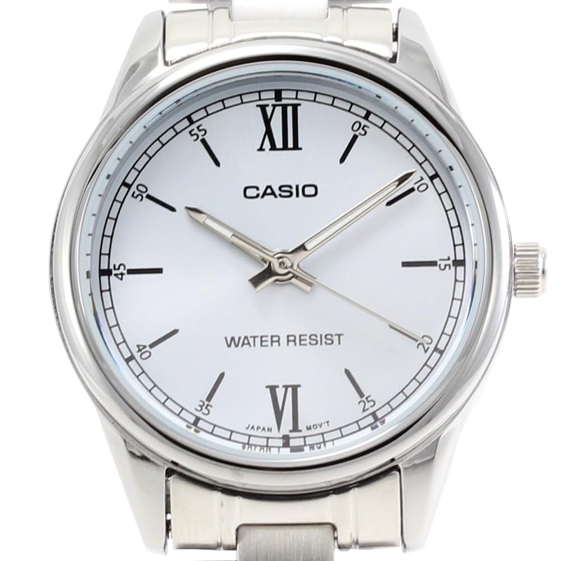 CASIO LTP-V005D-2B3 Women's Wristwatch, Quartz, Analog, Stainless Steel, Metal, Silver,