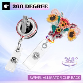 Sunflower Uterus Badge Reel, Funny Badge Reel Holder Retractable with ID Clip for OBGYN OB Nurse Nursing Name Tag Card Nursing Student Doctor RN LPN LVN Medical Assistant Office Badge Accessories