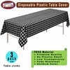 PARTY ULYJA Black & White Gingham Checkered Tablecloths Plastic 3-Pack