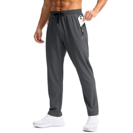 Pudolla Mens Travel Hiking Pants Mens Lounge Pants Lightweight Athletic Pant Quick Dry House Pants(Iron Grey XXXL)