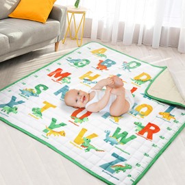 Percozzi Baby Play Mat for Floor Dinosaur Foam Baby Playpen Mat Thick Soft Padding Anti-Slip Cushioned Crawling mat for Babies Infants Toddlers Foldable and Washable Baby Play Gym Mat 50" X 50"