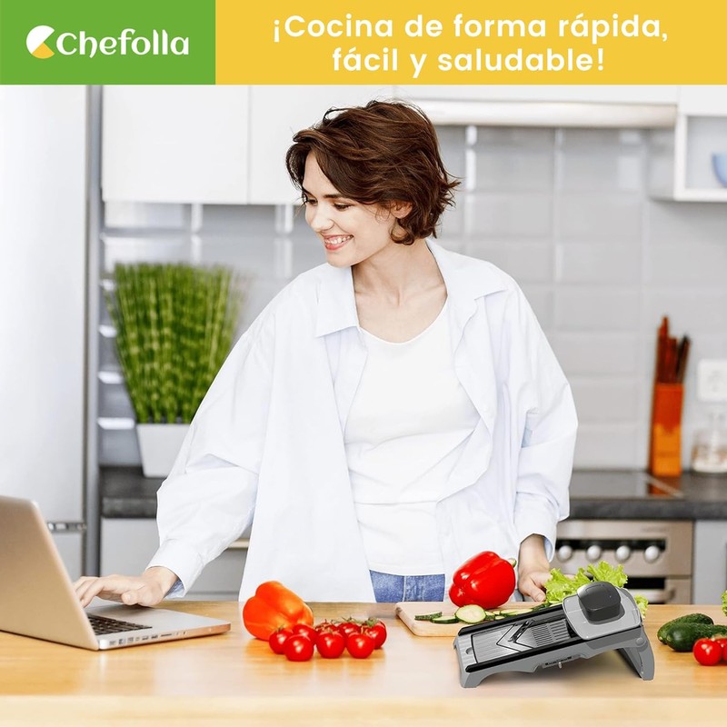 CHEFOLLA Cortador de Verduras, Rallador de Acero Inoxidable Cocina