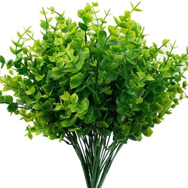 5 Pcs Fake Eucalyptus Stems Artificial Eucalyptus Branches Faux Eucalyptus Plants Plastic Greenery Shrubs Flower Arrangement Leaves for Home Garden