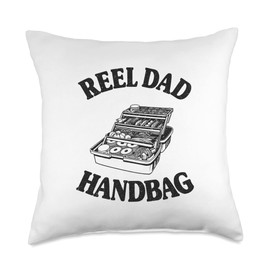 Reel Dad Handbag Tackle Box Fisherman Bass Fishing Throw Pillow
