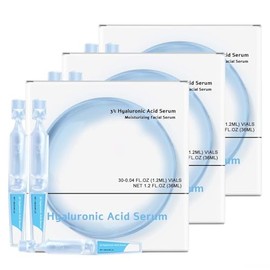 Suero facial de ácido hialurónico al 3%, ampollas de un solo uso, suero hidratante profundo, sueros humectantes con infusión de colágeno y escualano, fórmula suave no irritante. (3PCS)