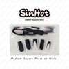 SINHOT Square Press on Nails Long - Black French Tip