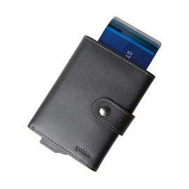 Goblue Genuine Leather RFID Protection Wallet - Black/White, Unisex-Adults, Real Leather & Aluminum, Slim Design, 12 Card Capacity