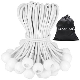 BYZANDQI Bungee Bands with Ball, Pack of 50, Tent Rubbers with Ball 10 cm, Tarpaulin Tensioner, Rubber Tensioner, Expander Loops, Rubber Loops for Tarpaulins, Tents, Banners, Net, Gazebos
