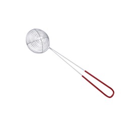 Hot Pot Strainer Spoons, Skimmer Slotted Spoon Boba Pearl Scoop, Stainless Steel Spider Strainer Spoon Small Wire Skimmer Colander with Handle, Mini Mesh Skimmer Spoon (2.5inch, red)