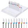 Wanmu 10Pcs Ceramic Nail Drill Bits, 3/32 Professional Acrylic File