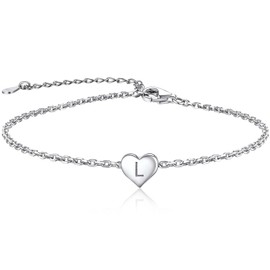 Sterling Silver Bracelet Heart Bracelet Gifts for Women Letter Charm Bracelet Friendship Bracelets for Women Letter Bracelet