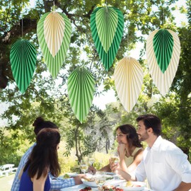 9 Stück Papier Blätter Deko – Tropische Hängedeko für Hawaii Party, Dschungel Geburtstag, Sommerparty, Gartenparty, Poolparty, Boho Hochzeit, Taufe, Babyparty, Konfirmation, Schützenfest