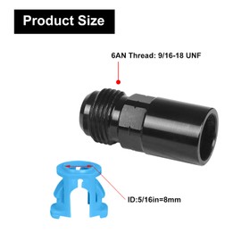 VehiMata 6AN Male to 5/16" SAE Quick-Disconnect Female Push-On EFI Fuel Rail Fitting 2PCS