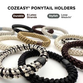 Hair Ties No Damage, COZEASY® 6pcs Strong Elastic Ponytail Holders for Thick Hair with Gentle Hold, Braided Hair Bands for Women Girls, Elastic Hair Accessories - Neutral Mix 03