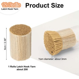 PATIKIL 12 Rolls Latch Hook Yarn, Latch Hook Kit Yarn Precut Hook Rugs Yarn Making Crochet Bundles for Latch Hook Rug Adults Beginners Tapestry DIY Craft, Light Brown