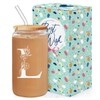 SANDJEST Monogrammed Gifts for Women - Monogram L Initial Glass