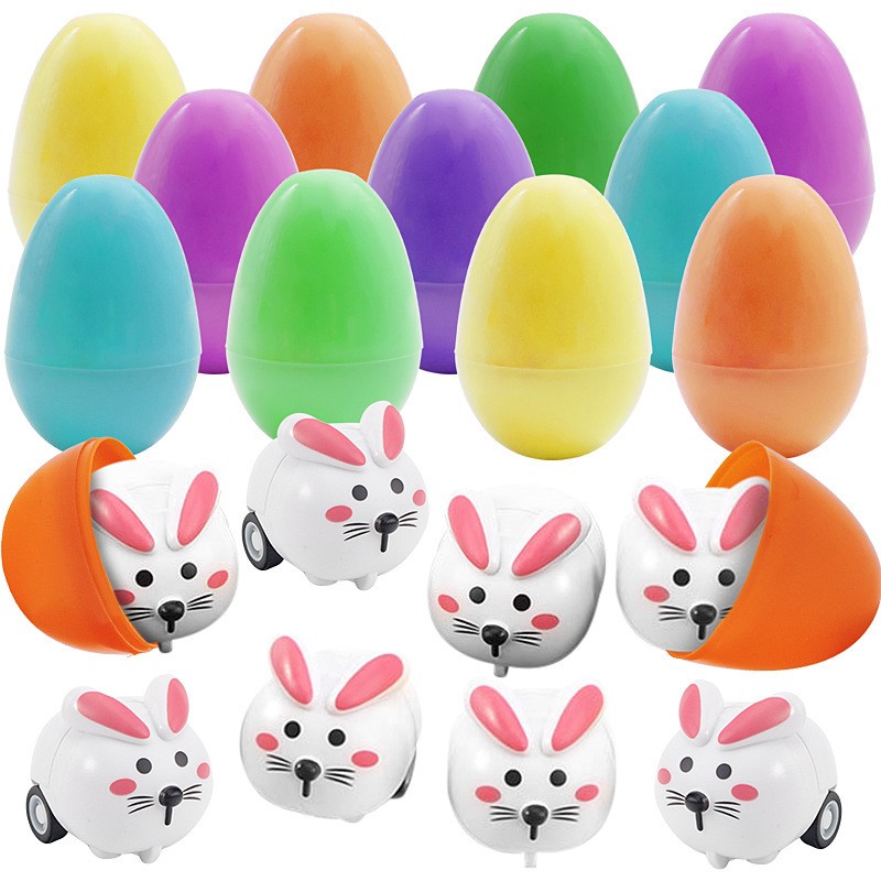 24Pcs Easter Egg Set Plastic Eggs with Bunny Toy Funny