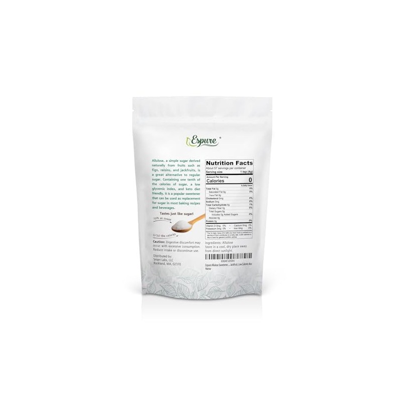 Espure Allulose Sweetener, Plant based, Sugar Substitute, Low Calorie, Gluten