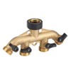 Brass Garden Hose Splitter, 4 Way Hose Pipe Splitter, Brass