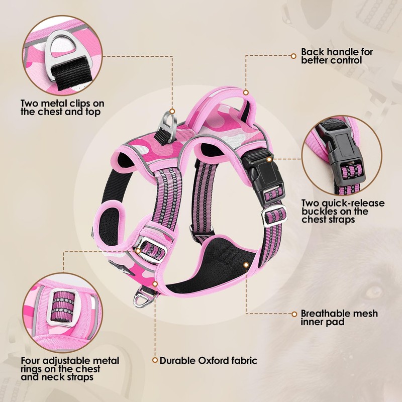 SlowTon No Pull Dog Harness, Heavy Duty No Choke Pet