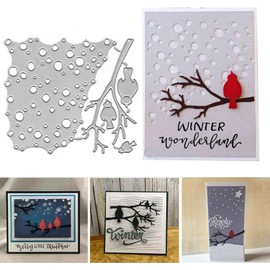 Lapoo 3D Backgrounds Metal Cutting Die for Scrapbooking, New Cutting Dies DIY Album Card Making Decor Paper Craft Metal Die Cuts Party Wedding Decorations (Bird and Branch 4.2 x 4.9 in)