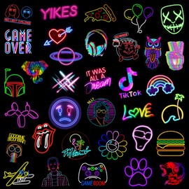 100 PCS Neon Mixed Stickers for Laptop Vinyl Kawaii Stickers Pack Decals for Water bottle Moto Bicycle Skateboard Luggage Phone Decor Graffiti Stickers for Kids, Teens and Adults