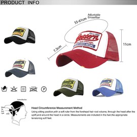 CheChury Unisex Baseball Cap Fashion Summer Cap Mesh Hats Hip Hop Baseball Cap for Men and Women Snapback Vintage Used Look Retro Hat, Red 1