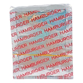 Bits N Things Large Foil Hamburger Printed Bag 6" x 6.5" x 0.75" | Kosher, Insulated, & Grease Resistant Wrapper | 250 Count