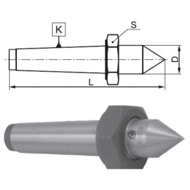 Bison-Bial Bison MT#1 Full Point Solid Dead Lathe Center w/Draw Off Nut - .0001" TIR