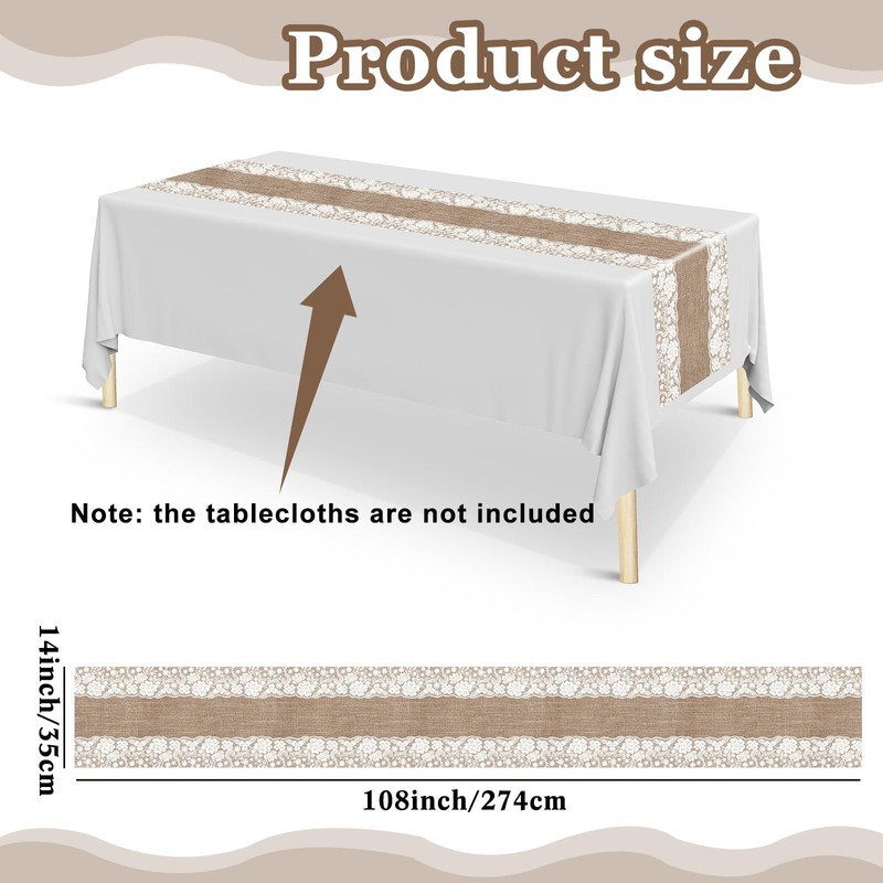 Newwiee 6 Pack Plastic Table Runner 14 x 108 Inch