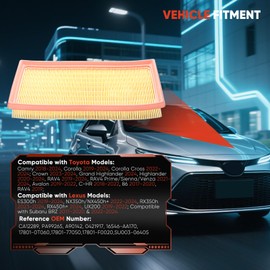 CA12289 Engine Air Filter - Compatible with Toyota Camry, Corolla, Highlander, Sienna, Lexus RX350h, ES300h, NX Series, Subaru BRZ & More (2017-2023 Models) - Replaces CA12289, 16546AA170, 1780177050