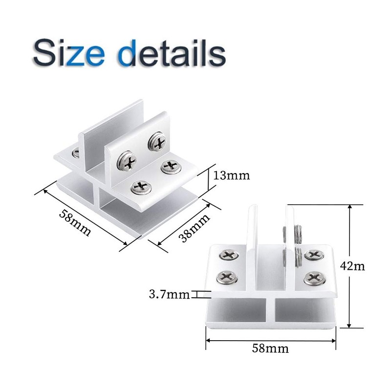 INCREWAY 2 pieces glass clamp, T-shape, 10-12 mm, adjustable aluminium
