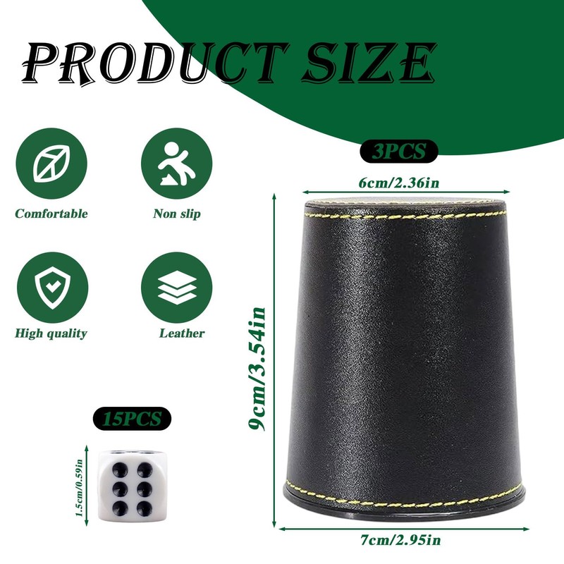 Graplan Dice Cup Set Including 3 Leather Dice Cups and