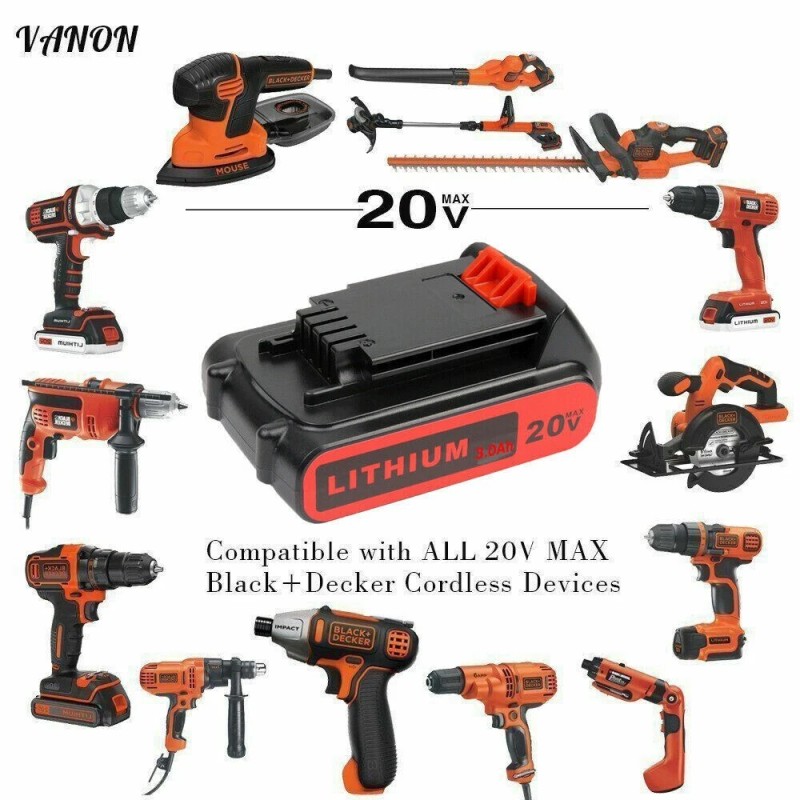 BLACK+DECKER 2Pack LithiumBattery replace for Black and Decker 20 Volt