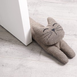 CERAYOU Cat Fabric Under Door Draft Stopper, 3LB Heavy Duty Decorative Soundproof Door Draft Blocker, 34 Inch Animal Energy Saving Draft Guard, Smiley