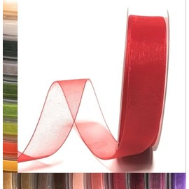 s.dekoda Organza Ribbon 50 m x 25 mm Red Organza Chiffon Gift Ribbon [1350-123]