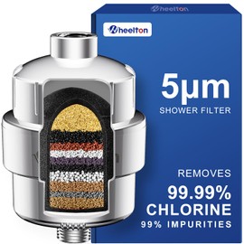 Wheelton Shower Filter - Upgraded Compressed Carbon Shower Head Filter for Hard Water, Remove Chlorine Fluoride, Heavy Metals, Chemicals to Revitalize Dry Itchy Skin (WS1)