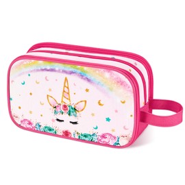 Unicorn Toiletry Bag - Travel Toiletry Bag Girls Kids Toiletries Travel Bag for Camping Trip Home Water-Resistant Portable Girls Dopp Kit for Birthday Gift Organizer with Mesh Pocket