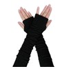 Women Thin Stretch Knit Long Fingerless Gloves Elastic Arm Sleeve
