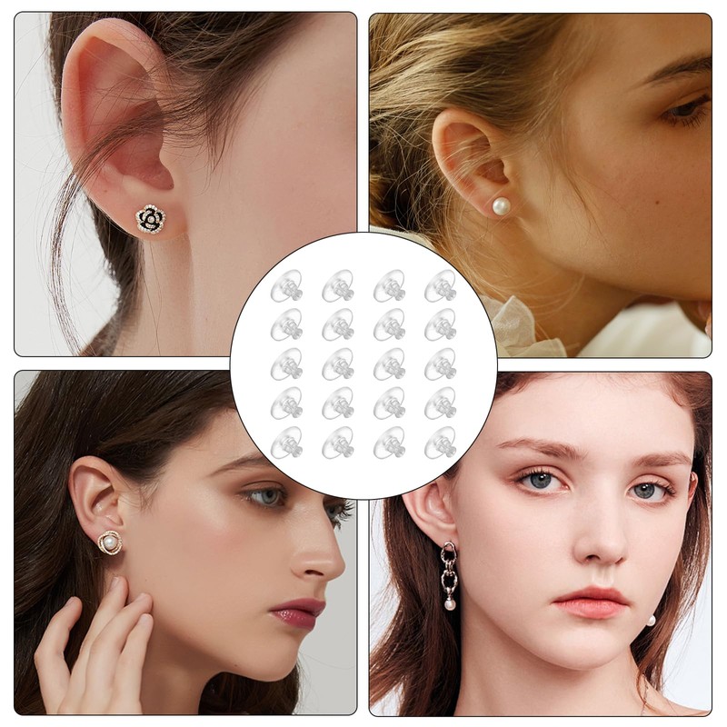 20pcs Earring Backs Rubber,Soft Clear Earring Backs for Studs,Hypoallergenic Earrings