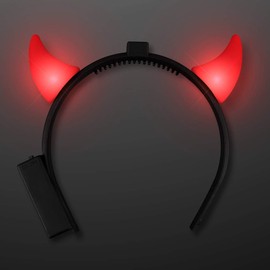 FlashingBlinkyLights Red Light Up Devil Horns Headband (Set of 12)