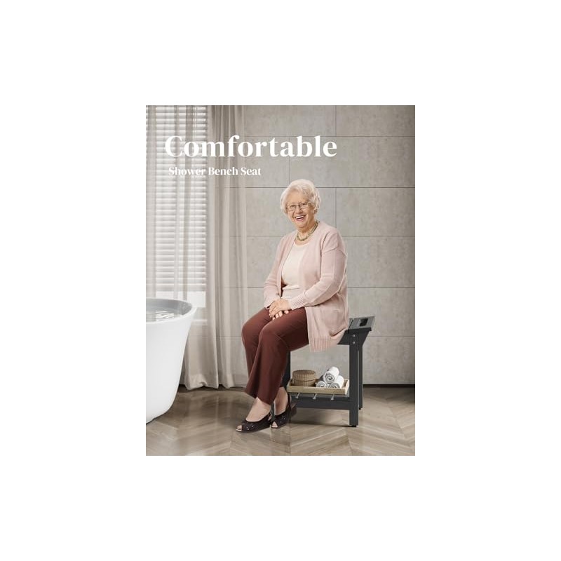Waterproof Shower Bench, Poly Lumber Shower Stool for Shaving Legs,