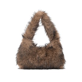 SHENHE Women's Fuzzy Faux Fur Crescent Shoulder Bag Plush Purse Underarm Handbag Hobo Tote Brown One Size