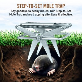 YARDDOG Mole Scissor Trap, Step-to-Set Ground Trap, Easy-to-Use Scissor Style Mole Eliminator, Multi-use Durable Steel Design for Lawns & Gardens, Commercial Grade, Silver, (2 Pack)