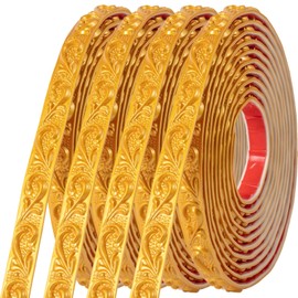 KIJOU 0.79 inch x65.6ft Gold Peel and Stick Crown Molding Trim - Gold Flexible Molding Trim for Picture Frames, Mirrors & Cabinets - Decorative Self-Adhesive Solution (4 Rolls)