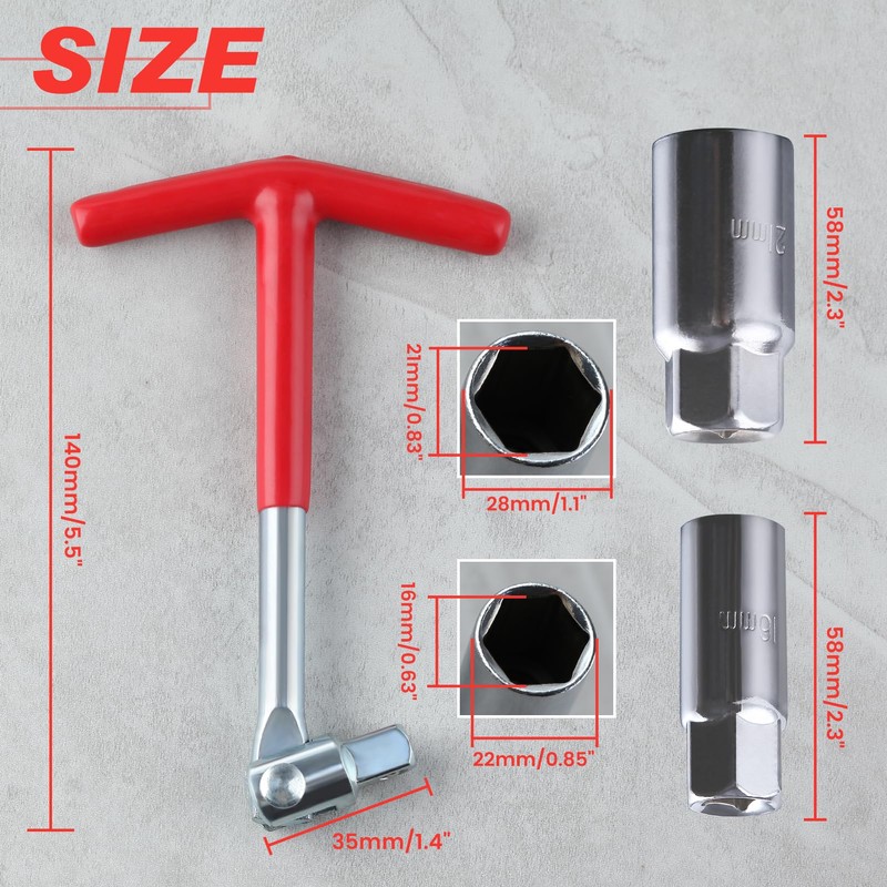 LEONTOOL Universal Joint Spark Plug Socket Wrench T-Handle Spark Plug