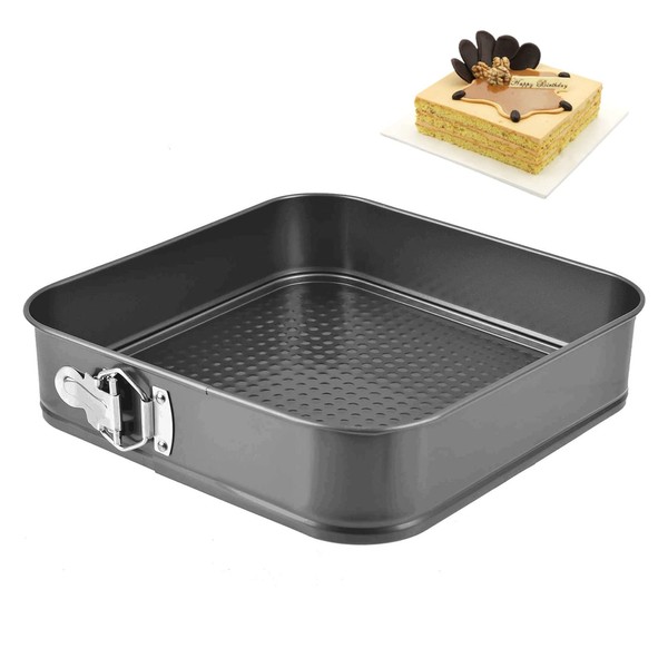 "N/A" Square Non-Stick Folding Moulds Baking Mould Rectangular Flat Honeycomb Buckle Baking Mould Carbon Steel Mould Baking Moulds Black Non-Stick Coating for Cakes Diameter 26 cm