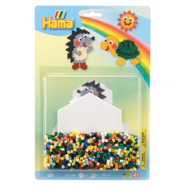 Hama Perlen 4206 Set of Hedgehogs with Approx. 1,100 Colourful Midi Iron-On Beads with Diameter 5 mm Pin Plate Including Ironing Paper Creative Craft Fun for Young and Old