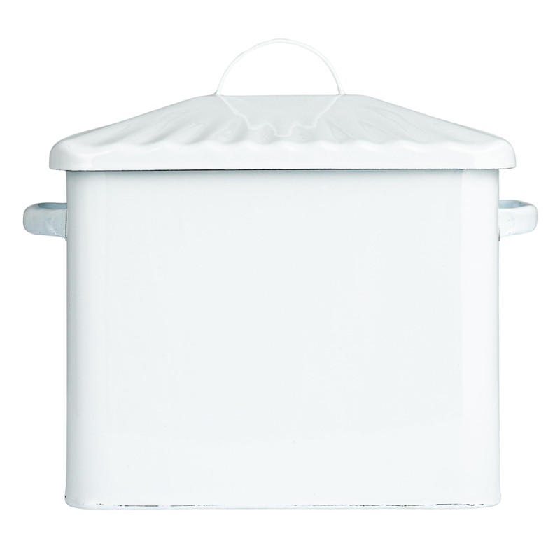 Creative Co-Op Chic Farmhouse Enameled Bread Box with Lid, "Bread"